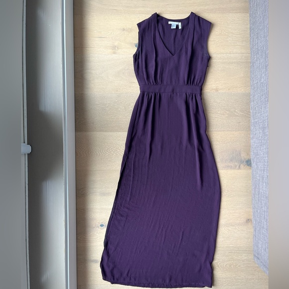 H&M Maxi Dress V Neck Gown with Slit - Picture 1 of 5